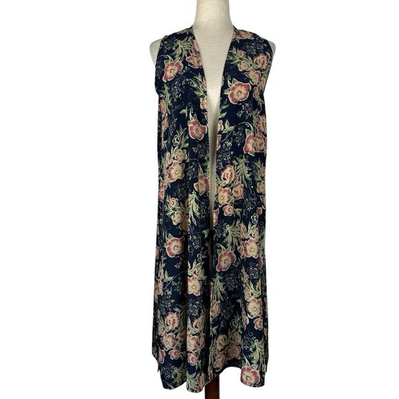LulaRoe Kimono Women Small Sleeveless Open Long Boho Floral Lightweight Cottage - Picture 1 of 11